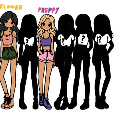 a group of girls wearing crop tops and shorts