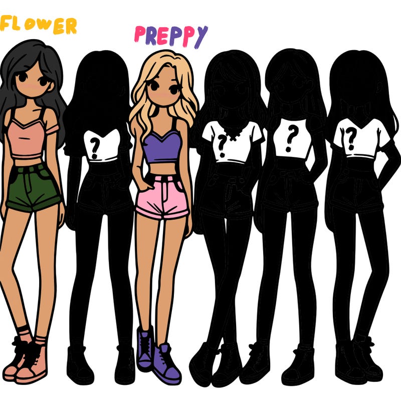 a group of girls wearing crop tops and shorts