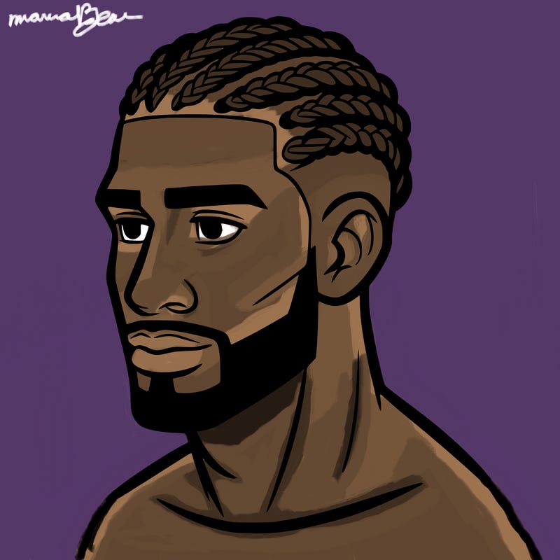 human man with short braids