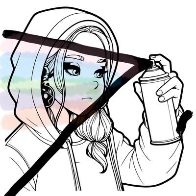 a realistic girl, spray painting