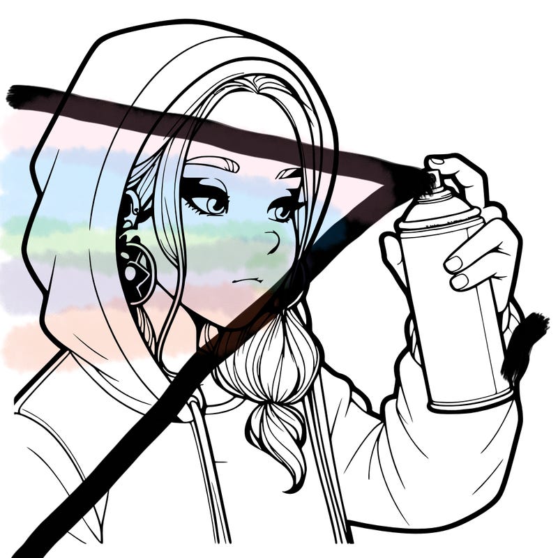 a realistic girl, spray painting