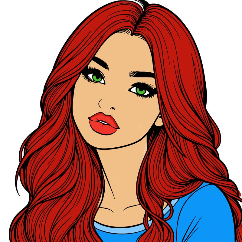 realistic girl with hair on her hair and lips