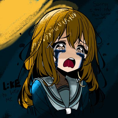 anime a girl crying