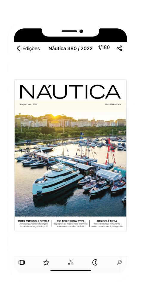 La aplicación Nautica mostrando la portada de una revista digital con yates de lujo