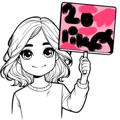 realistic girl holding up a sign