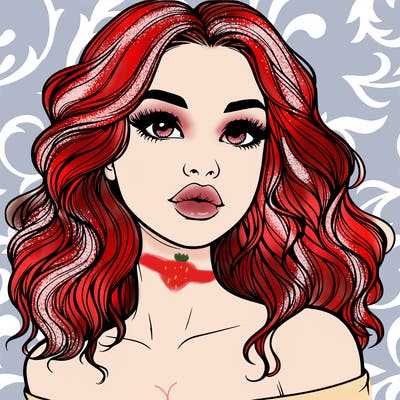 realistic girl with wavy hair and lips