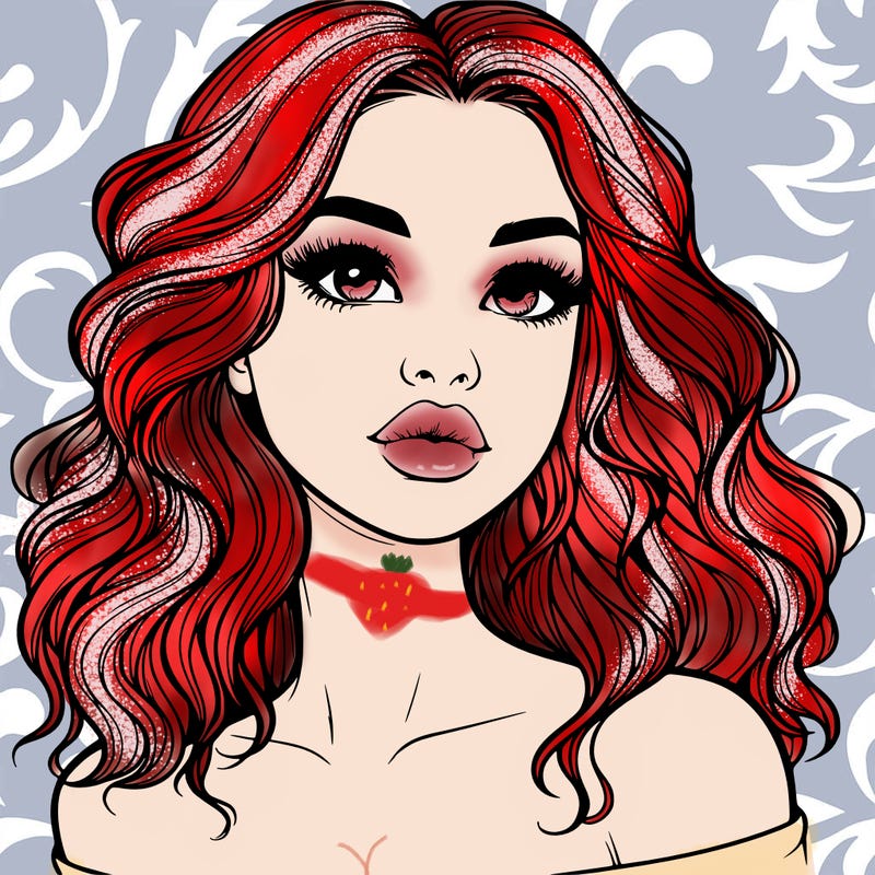 realistic girl with wavy hair and lips