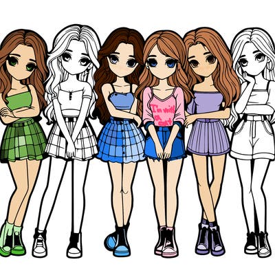 a group of girls realistic