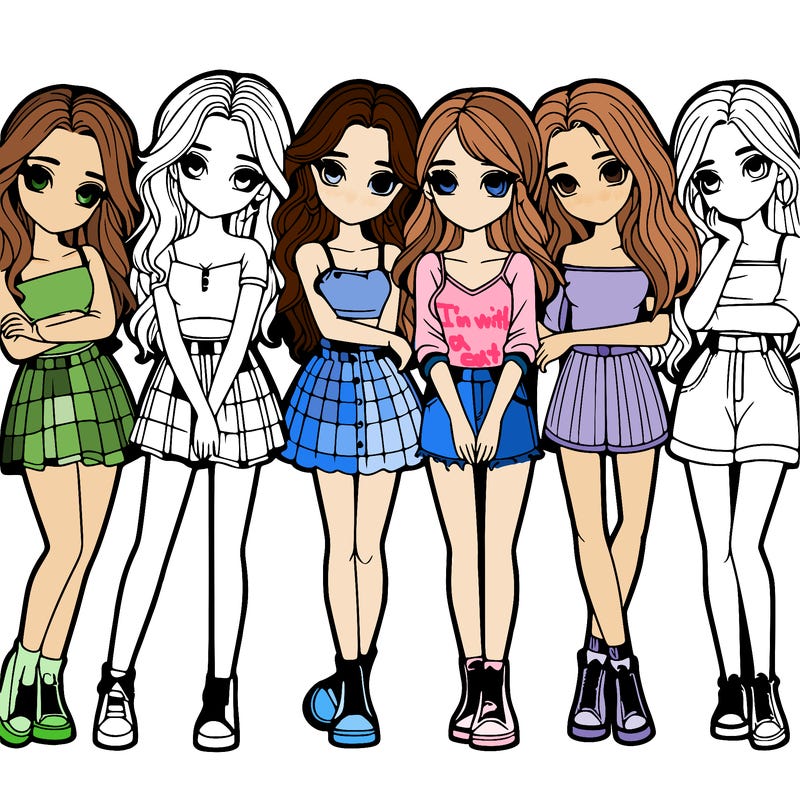 a group of girls realistic