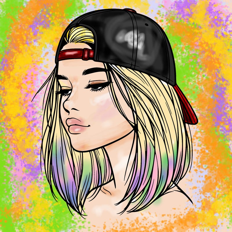 realistic  girl with a backwards hat