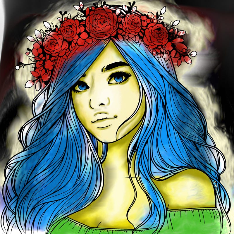 realistic girl with flower crown