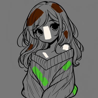 shy pretty girl wearing a sweater that is falling off one shoulder portrait