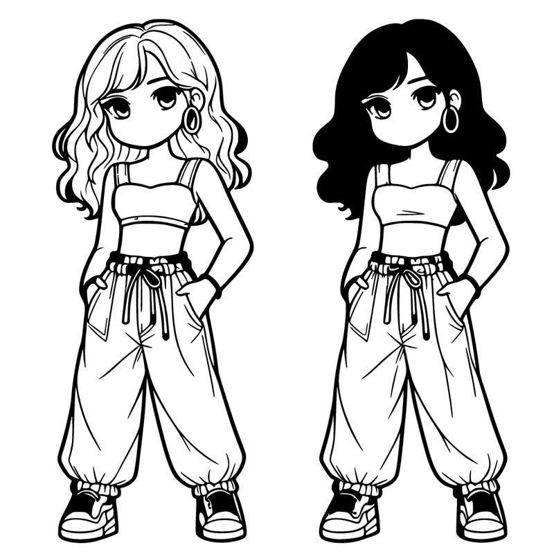 girl in crop top and baggy pants