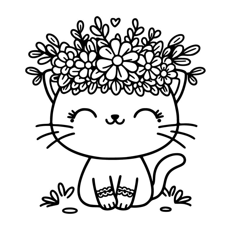 cute cat with flower crown