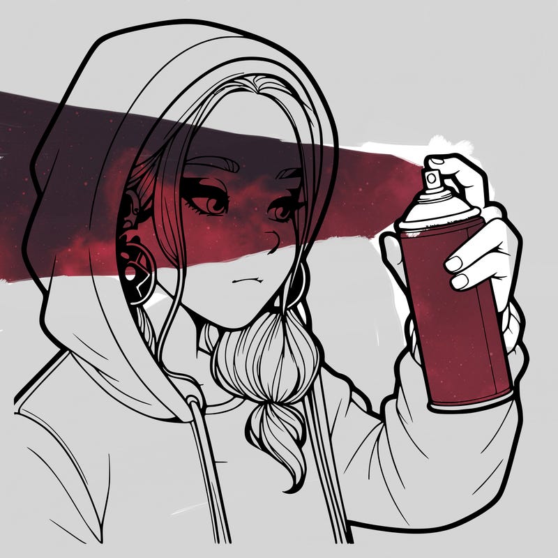 a realistic girl, spray painting