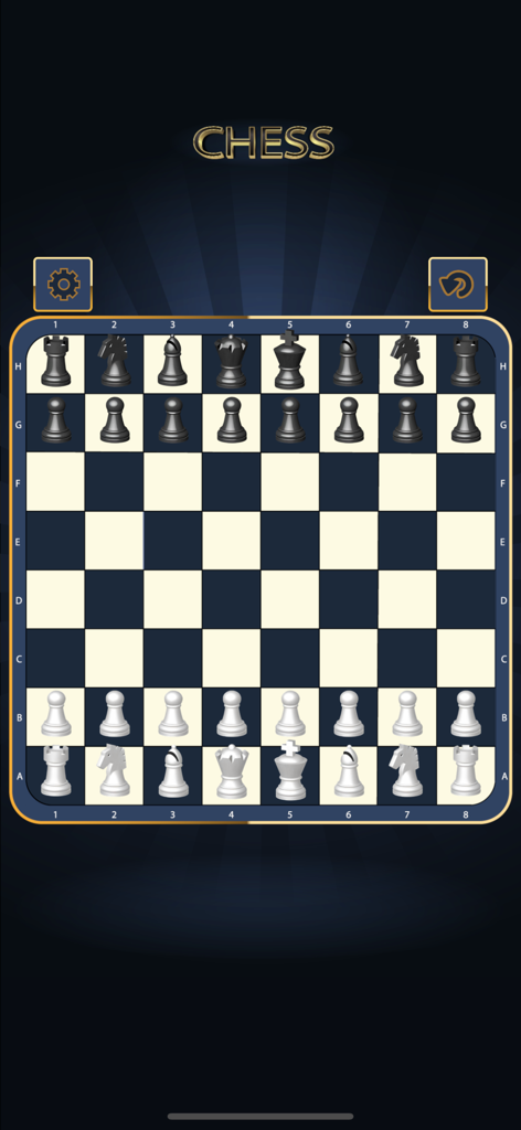 Super Chess for Watch & Phone - Posición inicial de una partida de ajedrez en la aplicación móvil Super Ajedrez