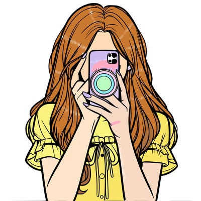 a realistic girl holding her phone taking pictures