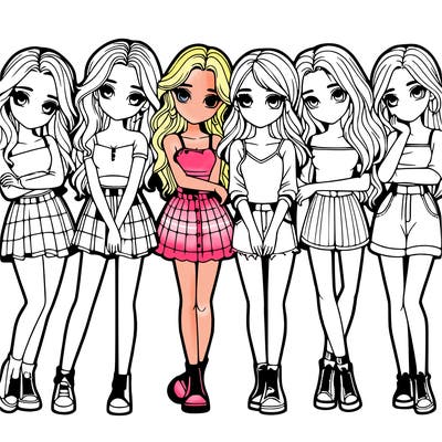 a group of girls realistic