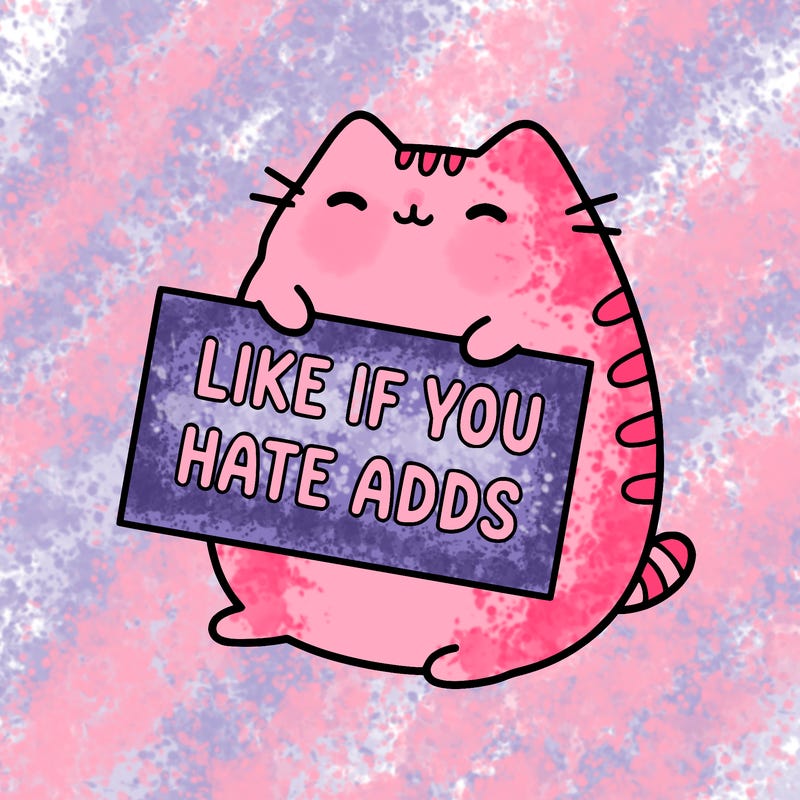 a kawii pusheen cat holding a sign that says like if you hate adds