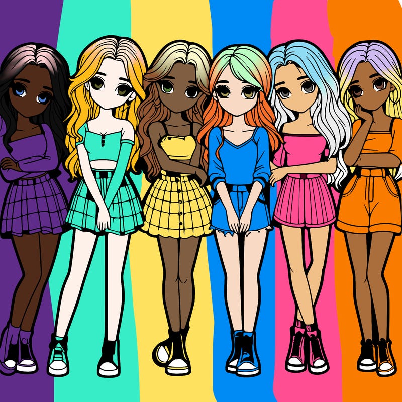 a group of girls realistic