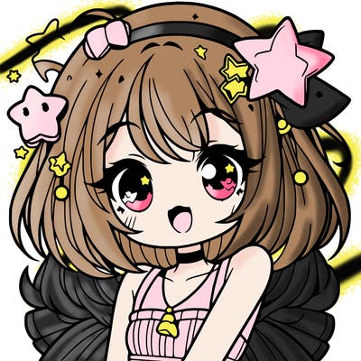 cute anime girl with star accessories