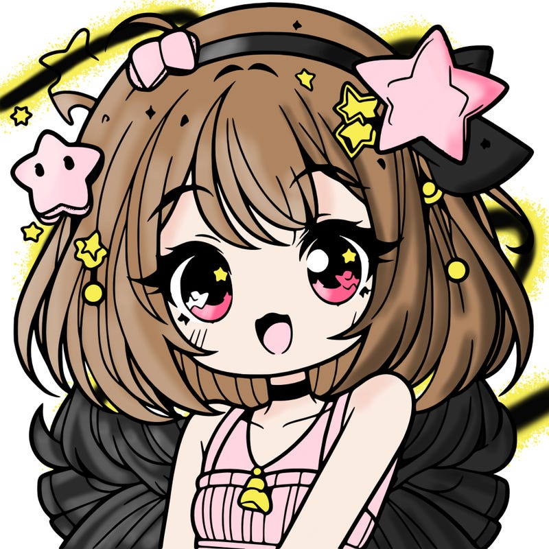 cute anime girl with star accessories