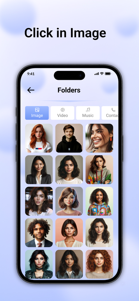 ShareMe – Fast File Sharing - Pantalla de la aplicación ShareMe mostrando una cuadrícula de fotos en la carpeta de imágenes