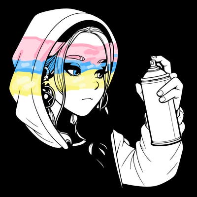 a realistic girl, spray painting