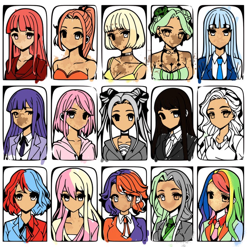 girls that look diffrent anime