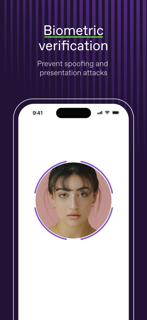 Regula Document Reader - Biometric verification screen in the Regula Document Reader app showing face capture for identity authentication.