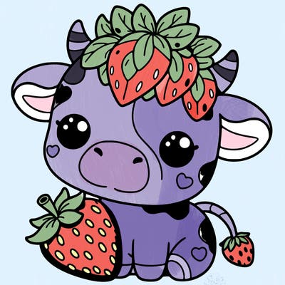 cute strawberry cow