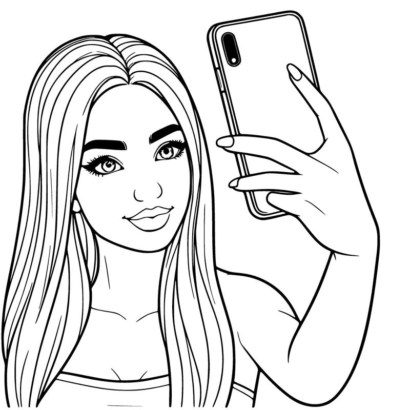 realistic woman taking a selfie