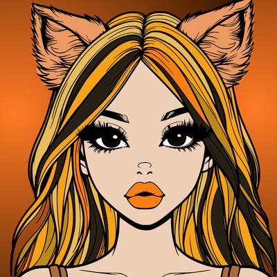 realistic girl with fox ears and realistic lips