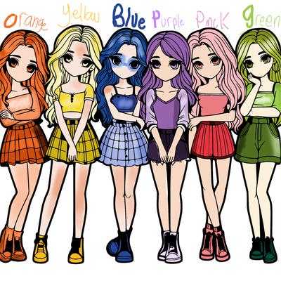 a group of girls realistic