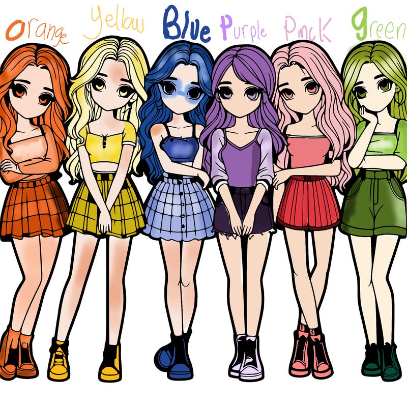 a group of girls realistic