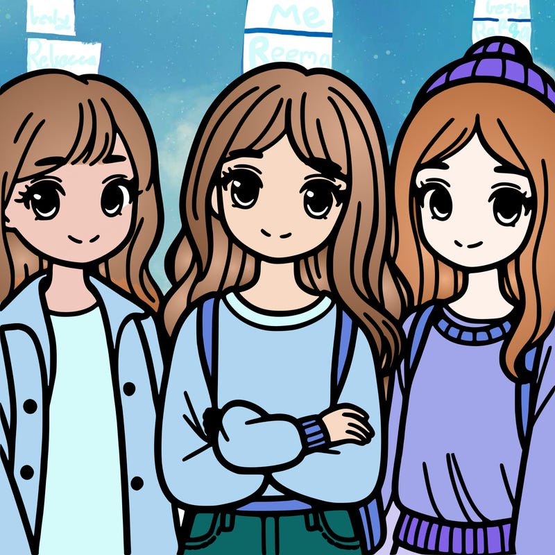 a group of three girls