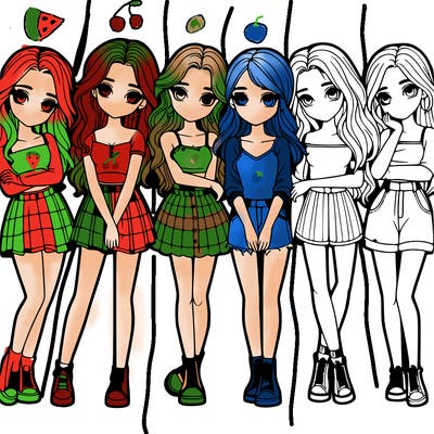 a group of girls realistic