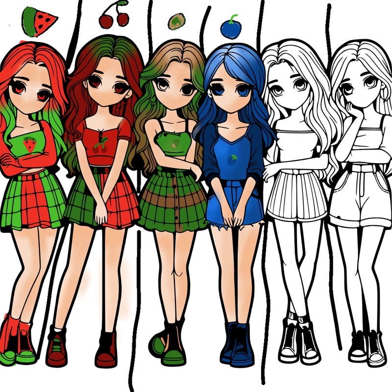 a group of girls realistic