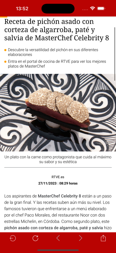 Gourmet-Rezept für gebratenen Wachteln auf der MasterChef Celebrity Spain App