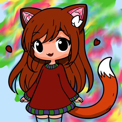 girl with cat ears and tail