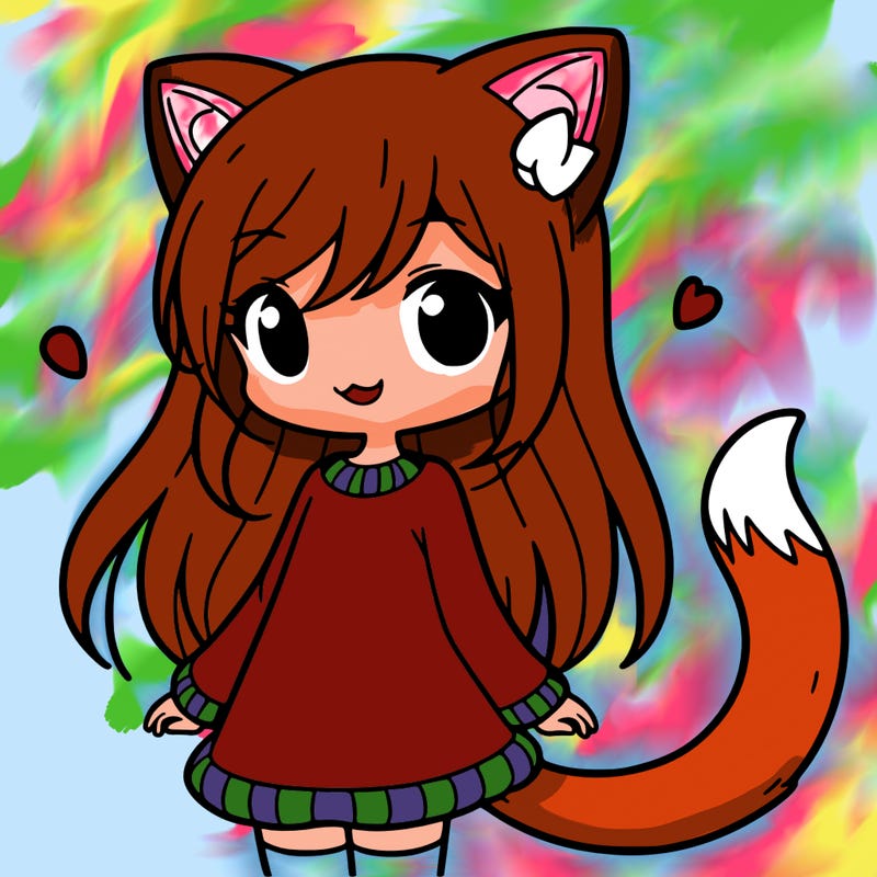 girl with cat ears and tail