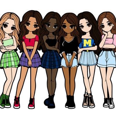 a group of girls realistic