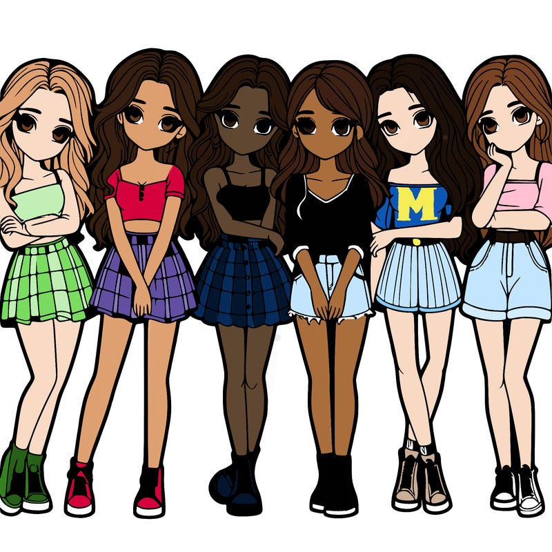 a group of girls realistic