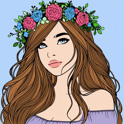realistic girl with flower crown