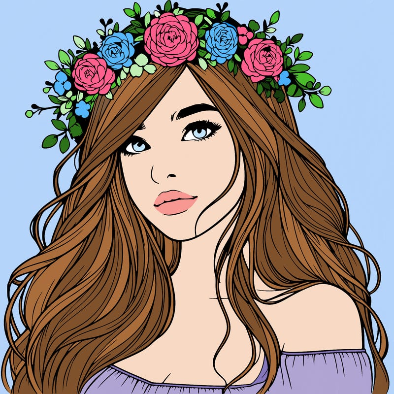 realistic girl with flower crown
