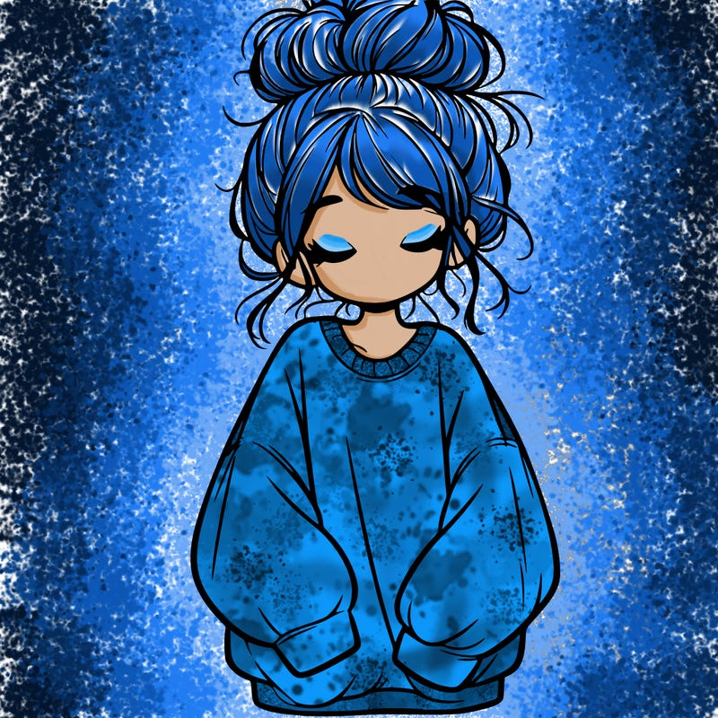 girl with baggy sweatshirt and messy bun