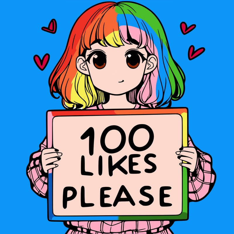a girl holding a sign saying 100 likes please