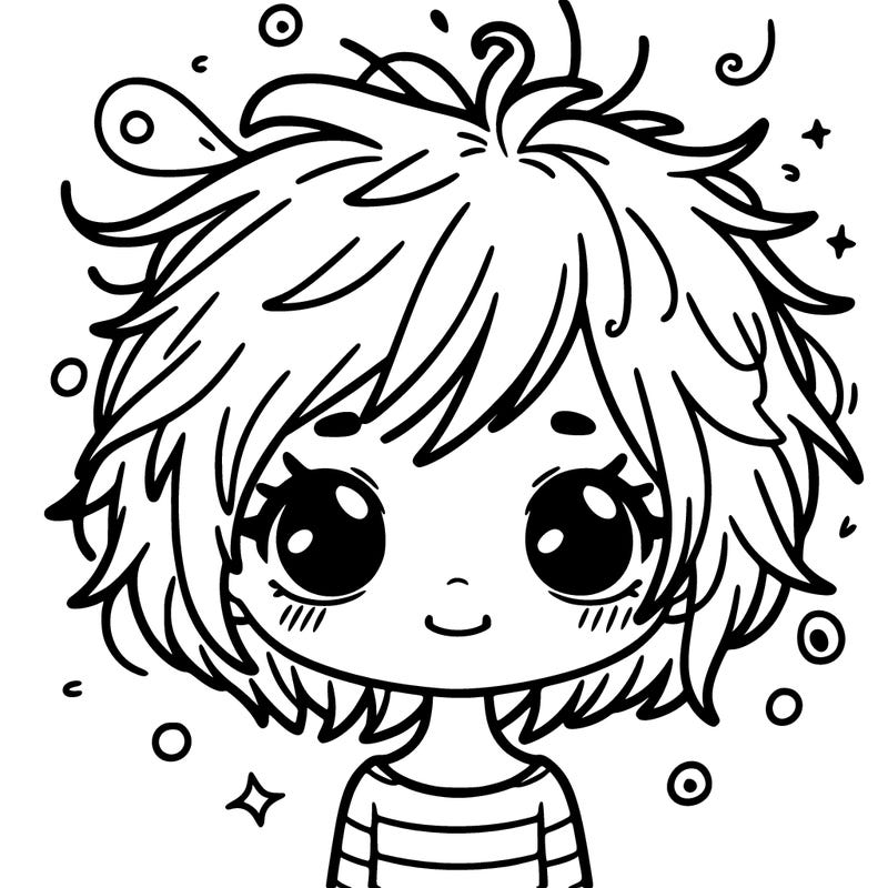 a girl with messy short hair