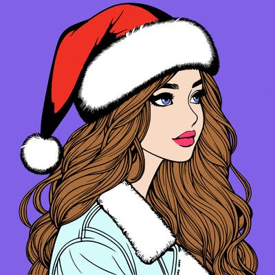 realistic girl in santa hat