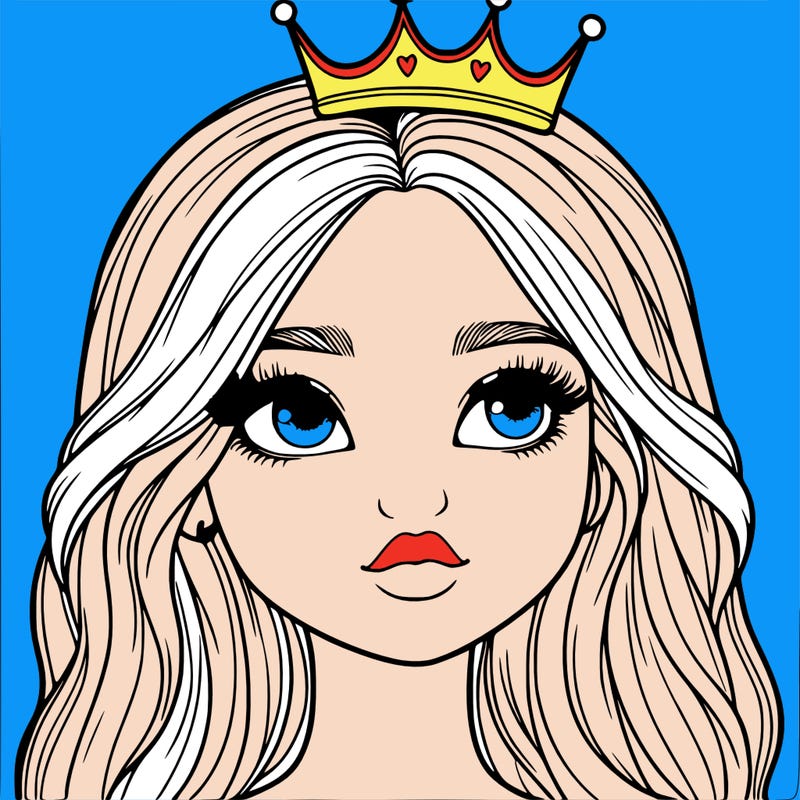 a realistic girl with a crown on